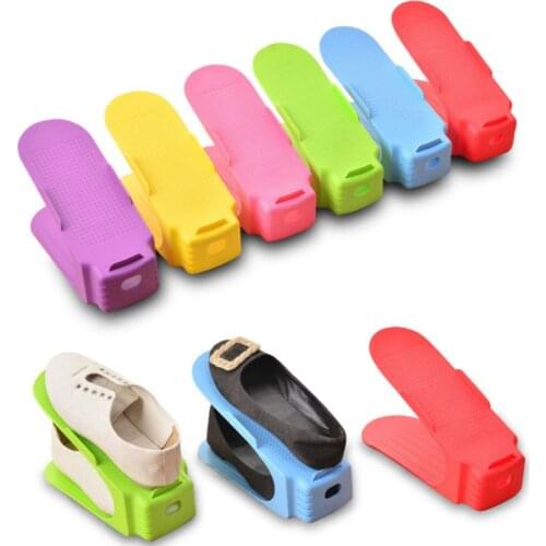 6Pcs Double Shoe Rack Adjustable Slipper Organizer Range Shoes Holder Storage Stand Space Saver Plastic Shelf idden safe