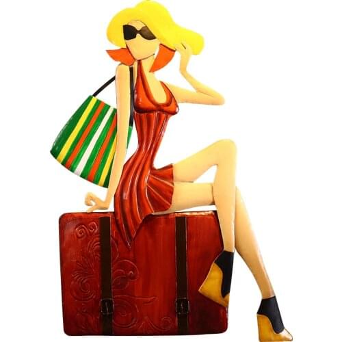 Europe originality Fashion girl Metal modern pub Home Hotel Wall Hanging Art Decoration decoration craft ornaments statues