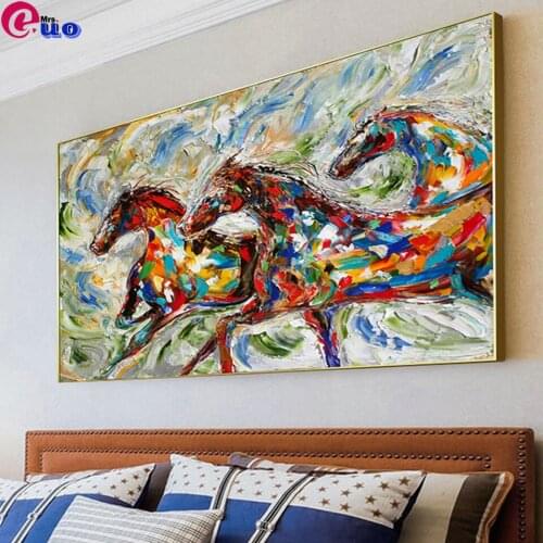 Photo Custom Diy Diamond Embroidery Abstract Animal Art, Painted Running Horse 5D Diy Diamond Painting Full Square Round Drill