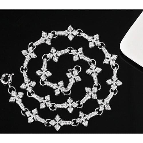 New Hip Hop Cross Charm Chain Necklace Ice Out AAA Zircon Link Chain Choker For Men Party Jewelry Dropshipping