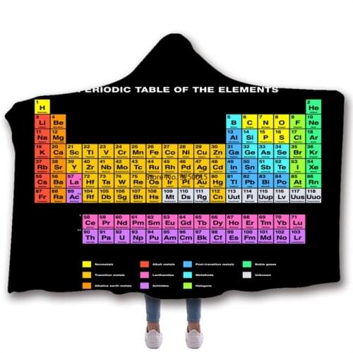Chemistry Periodic Table Hooded Blanket For Beds Wool Plus Velvet Warm Sofa Camping Soft Blanket Fleece Blankets And Throws