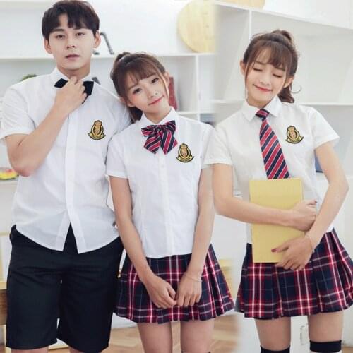 Hot New modelsSale High College Student Uniforms Japan Korea British Style School Uniform Sailor Uniform coat +Plaid Skirt