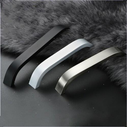 Kitchen Cabinet Knobs Handles Black Furniture Handle for Cabinet Drawer Pulls Aluminum Alloy Handle 96mm 128mm 160mm 192mm