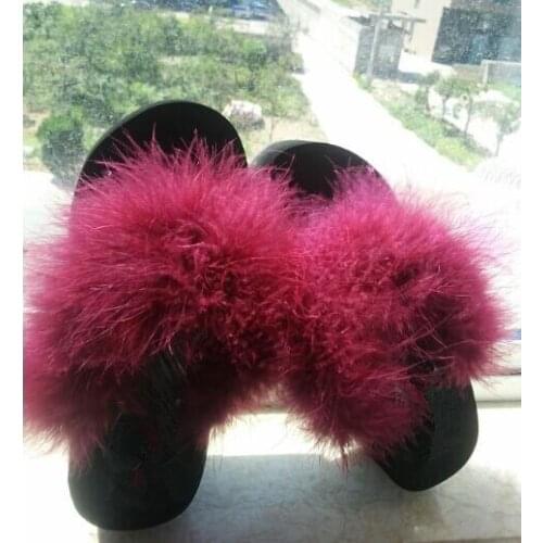 Sweet home new style cute Summer Female Top Soft Shoes Fur Slippers indoor Floor Ladies Non-slip fur slipper beach shoes