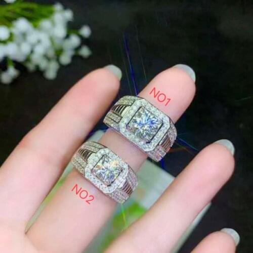 Fashion Mosang Ring for Men Engagement Fine Jewelry S925 sterling silver Classical High Quality Certificated Genuine Gemstones