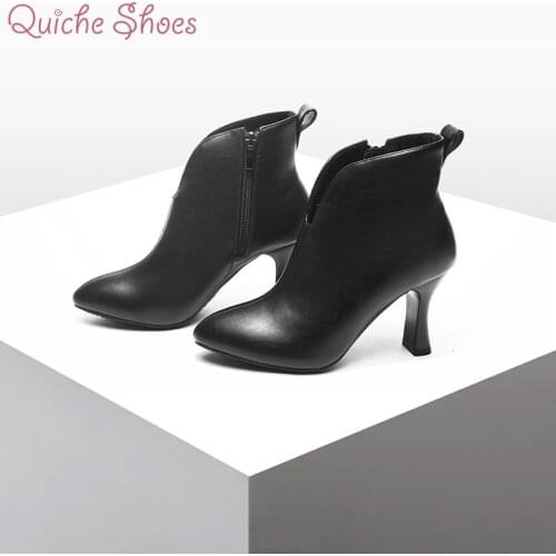 2020 Fashion New Winter Women Ankle Boots Women Pointed Toe Female High Heel Boots Women Mature Business Lady Short Shoes