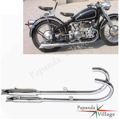 Motorcycle Chrome Fishtail Front Rear 24HP Retro 750cc Exhaust Muffler Pipes for BMW Ural K750 R12 R71 M72 M1 750 Dnepr MT12
