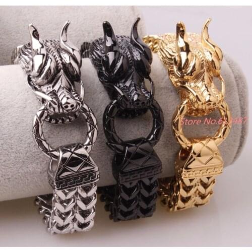 Wholesale Cool Stainless Steel Dragon Design Bracelets For Men Personality Fashion Stainless Steel Bangle Mens Gift