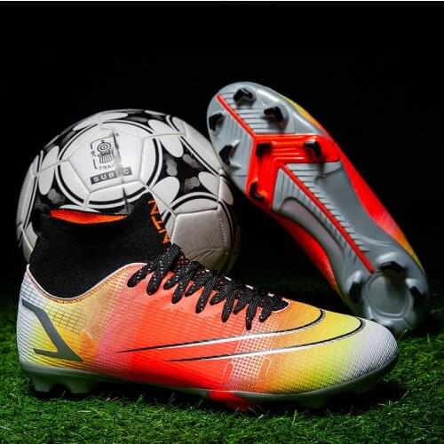 ZHENZU Original TF/AG Men Soccer Shoes Kids Cleats Training Football Boots High Ankle Grassland Children Sneakers Size 28 - 45
