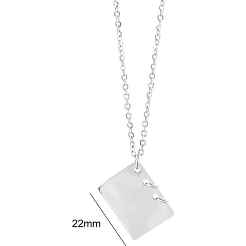 100% Stainless Steel Book Pendant Necklace Blank For Engrave Metal Book Necklaces For Women Choker Collares Collier