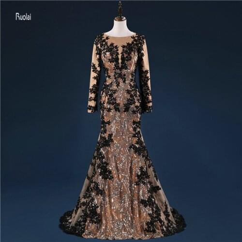 Muslim Evening Dress Long 2018 Arab Dress Appliques Long Sleeves Dubai Mermaid Evening Gown Formal Party Dresses robe de soire