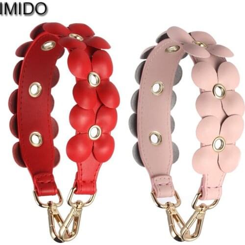 IMIDO 30cm Wide handbag Handle Bag straps Women Genuine leather Cowhide belt accessories parts for bag Brand Designer Red STP108
