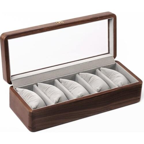 Luxury Wooden Watch Boxes Holder Storage Display Box Organizer Retro Casket Solid Wood Transparent Glass 5 Epitopes Watches Case