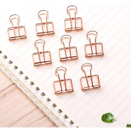 Rose gold hollowed out Fresh for School Creative Binder Student Supply Cute decorative Metal Paper Clip Bookmark