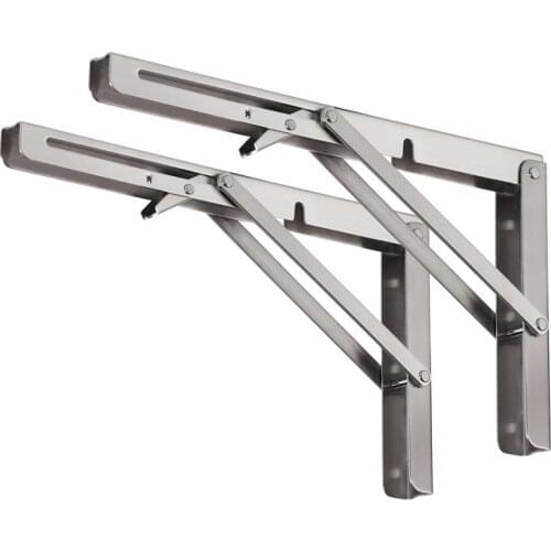 YUMORE 2pcs/lot Folding Triangular Brackets Stainless Steel Heavy Wall Mounted Bench Table Shelf Bracket Furniture Hardware