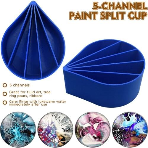 Polylactice Pour Cup 5 Channels Paint Pouring Split Cup Fluid Pour Supplies Tree Clay Tools Oil Drawing Set DIY Art Supplies