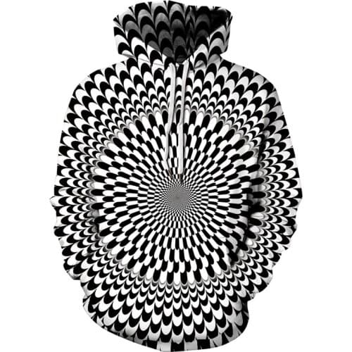 Pop Punk Hip Hop Dizzy Arts 3D Sweatshirt Women/Men Pullovers Hoodies Outerwear Loose Tops Psychedelic Vortex Clothing