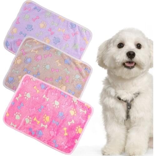 Cute Pattern Pet Warm Paw Print Dog Puppy Fleece Soft Sleep Blanket Mat 40*60cm