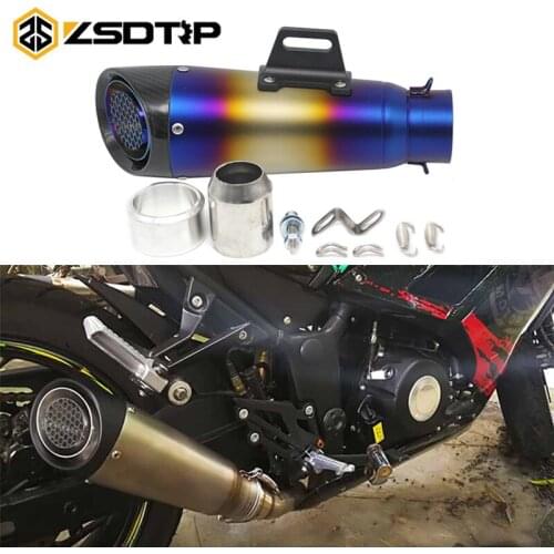 ZSDTRP 60mm Universal Acier inoxydable Moto Dirt Bike SC Exhaust Silencieux Pipe Slip on For Yamaha ATV Quad Street Dirt Bike