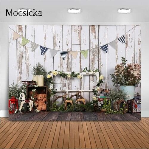 Spring newborn baby photography backdrop flower grass photo background studio wooden wall background for photo studio prop