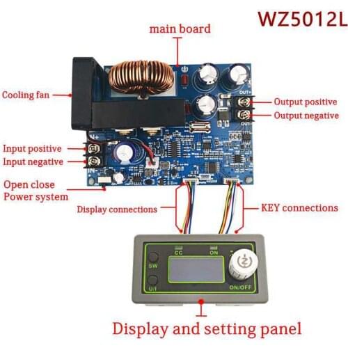 WZ5012L DC DC Buck Converter CC CV Power Module 50V 12A 600W Adjustable Voltage Regulated power supply 5V 12V 24V 36V laboratory