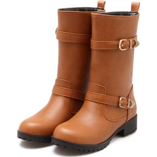 Big Size 9 10 11 12 boots women shoes ankle boots for women ladies boots shoes woman winter Buckle sleeve with round head