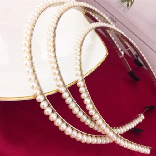 Korean Style Natural freshwater pearl Hair Band for Women Girls Hair Accessories Women Row Headband Wedding Bridal Hair Jewelry