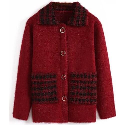 Women Cardigans Sweater Lapel Casual Loose Knitwear Single Breasted Casual Knit Outwear Autumn Winter Mother Jacket Coat 2021