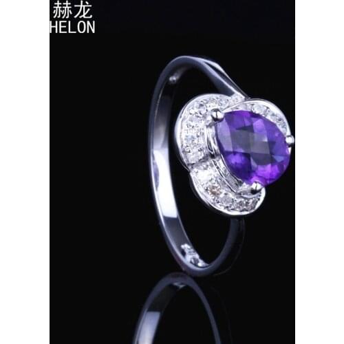925 Sterling Silver 6x8MM Pear Cut Genuine Natural Amethyst & Diamonds Exquisite Jewelry Engagement Wedding Women Fine Ring