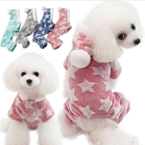 Winter Dog Hoodies Clothes Small Puppy Pentagram Coat Jacket Autumn Warm Chihuahua Teddy Jacket Pink Costume Dog Jumpsuit 32S2
