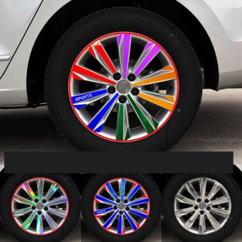 16 Inch Red Blue Green Laser Silver Purple Gold Carbin Fibre Decorative Wheel / Rims Stickers For Volkswagen Bora BA084