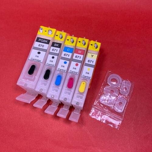 YOTAT 5pcs Refillable ink cartridge PGI-670XL CLI-671XL PGI-670 CLI-671 for Canon PIXMA MG5760 MG6860 TS6060 TS5060