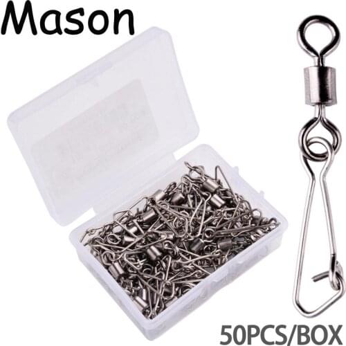 50pcs/ Set Fishing Connector Barrel Swivels Snap 2/0#-12# Rolling Swivel For Fishhook Link Fishing Lure Accessories