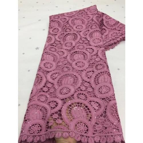 5 Yards African Cord Lace Fabric 2021 High Qualit Watre Soluble Guipure Cord Laces French Sequins Milk Silk Lace Wedding Sewing