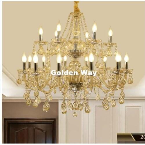 Free Shipping Cognac Crystal Chandelier Lighting Fixture Luxury 18L LED Large Crystal Lustres de cristal Living Room chandelier
