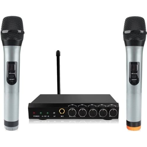 ARCHEER Wireless bluetooth Microphone System VHF Dual Channels Handheld Micorphone Systems Mini Portable Singing Mixer Karaoke