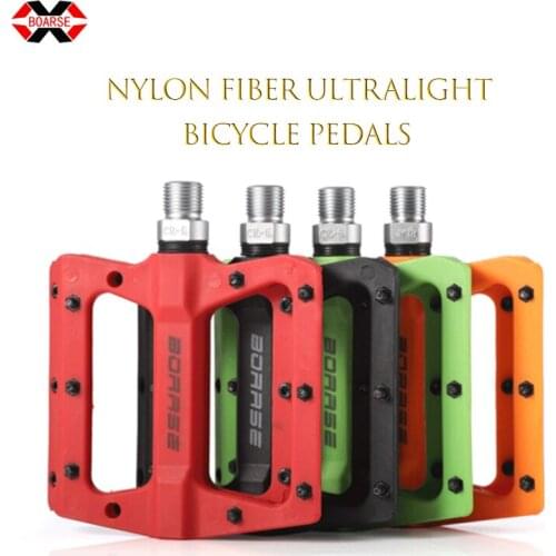 BOARSE Bicycle Pedal Nylon Fiber Ultralight Non-slip MTB Bmx Bike Pedal Road Bike Bearing Pedals Cycling Accessories Four Colors