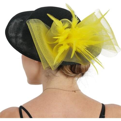 Kenducky Party Big Fascinator Hat With Bow Hair Accessories Women Vintage Cocktail Wedding Headpiece Hairpin Banquet Headwear