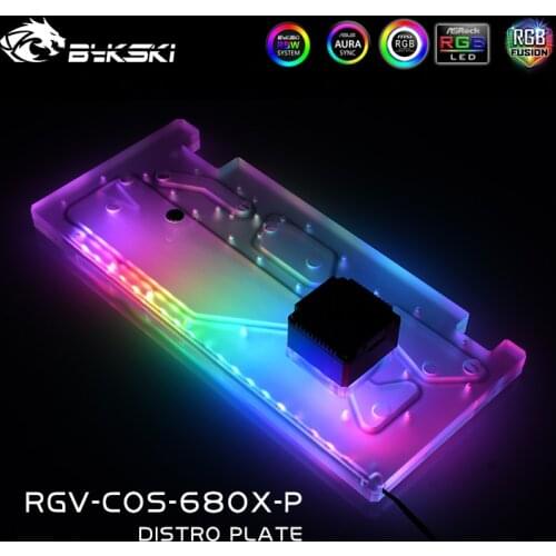 Bykski RGV-COS-680X-P,RGB Distro Plate For CORSAIR 680X Case,Custom PC Water Cooling Waterway Board System Kit
