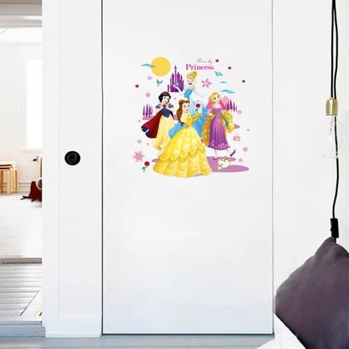 Disney Snow White Rapunzel Cinderella Princess PVC Wall Stickers For Home Decor Kids Rooms Cupboard Mural Wall Art DIY Decal