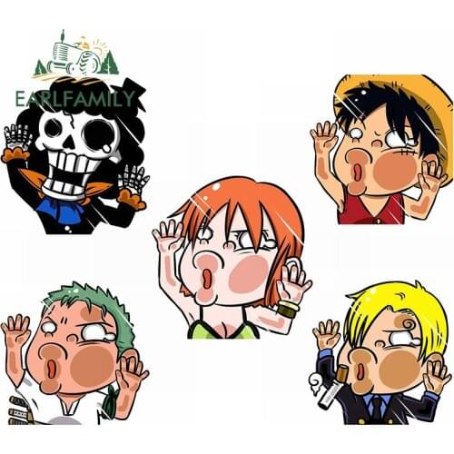 EARLFAMILY 13cm Anime Car Sticker for One Piece Hitting Glass Vinyl Decal Waterproof JDM VAN Window Computer Auto Car Wrap