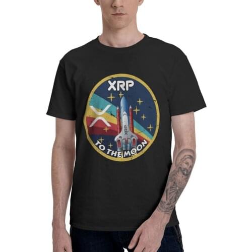 Ripple XRP Cryptocurrency Space Mission T-Shirts Men Novelty T Shirts Short Sleeve Bitcoin Crypto Tshirts Cotton Tees Top Gift