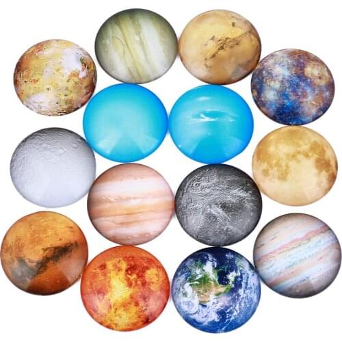 GDFSY 50pcs 8/10/12/16/20/40mm Handmade DIY Materials Planet Patt Style Round Glass Cabochon For Jewelry Making Accessories New