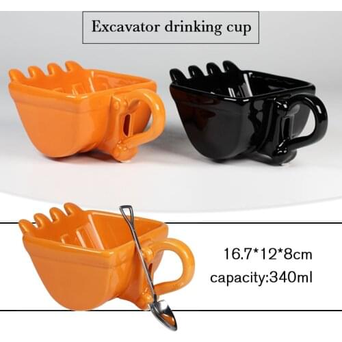 Ceramics Excavator Shape Mug With Shovel Drinkware Coffee Tea Cups Creative Milk Coffee Cup Novelty Gifts