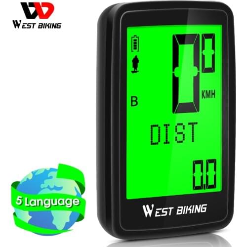 WEST BIKING Bicycle Computer 5 Languages USB Rechargeable Wireless Speedometer Waterproof Backlight MTB Road Bike Computer