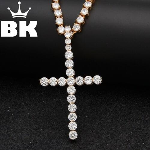 THE BLING KING Big Round AAA CZ Cross Hip-Hop Pendant Iced Out Cubic Zirconia Religious Gold silver color Men hiphop Jewelry