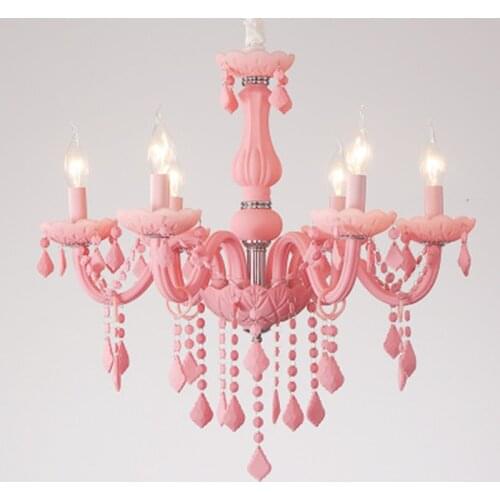 2019 Modern kids room chandeliers Bedroom Children Nursery princess hanging lamp Indoor house Pink Color girls room chandelier