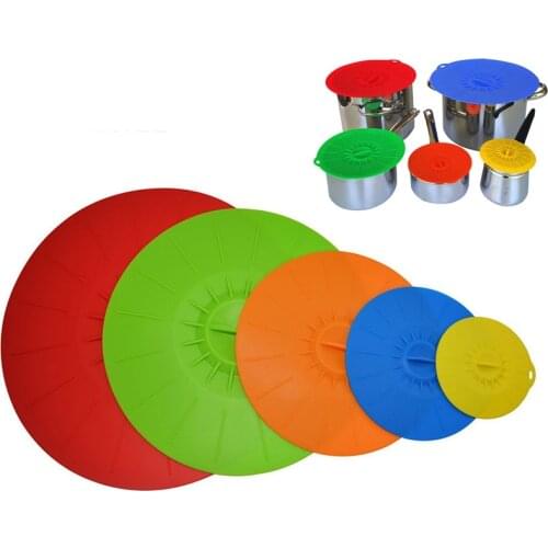Set of 5 silicone Microwave bowl cover cooking pot pan lid Cover-Silicone food wrap cooking tools kitchen utensil