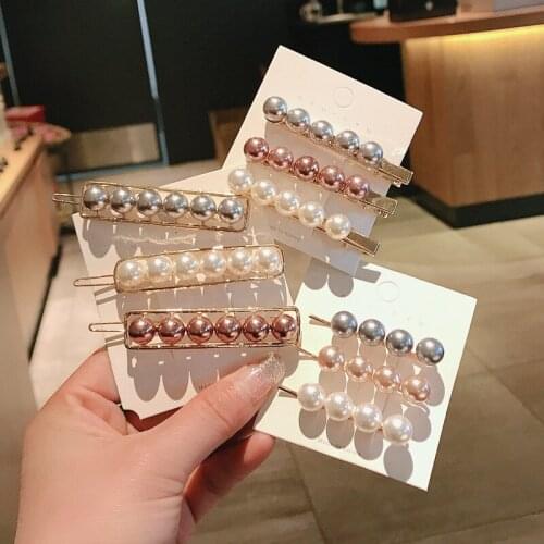 New 3PCS/Set Fashion Pearls Acetate Geometric Hair Clips For Women Girls Sweet Hairpins Barrettes Hair Accessories Set