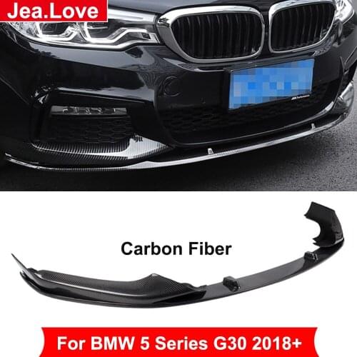 MP Style Real Carbon Fiber Front Bumper Spoiler Splitter Lip Front Shovel For BMW 5 Series G30 2018+ Car Tuning Modification